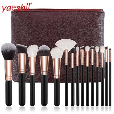 Yaeshii new arrival wooden handle eyeshadow makeup brush set 15 pcs makeup tools for beaty needs