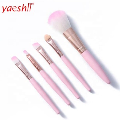 Yaeshii unique 5pcs foundation cosmetic brushes mini flat nylon makeup brush set oem