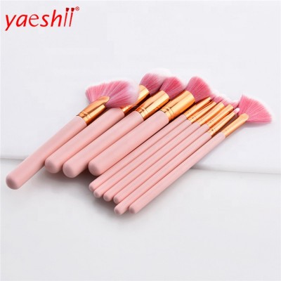 Yaeshii 10PCS Makeup Brushes Set Pink Handle Women Make up Kit for Lip Eye Liner maquiagem